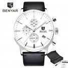 Silver_2022 Luxury Men Watch Waterproof Genuine Leather Fashion Casual Quartz Wristwatch Man's Busin