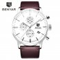 Silver_2022 Luxury Men Watch Waterproof Genuine Leather Fashion Casual Quartz Wristwatch Man's Busin