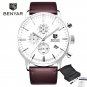 White_2022 Luxury Men Watch Waterproof Genuine Leather Fashion Casual Quartz Wristwatch Man's Busine