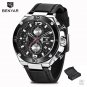 Black_Watch Men Quartz Chronograph Military Mens Watches Top Brand Luxury Clock Men Watch Leather St