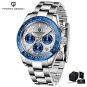 Blue_Men's Watches For Men Sport Quartz Wristwatch Stainless Steel Waterproof Fashion Watch Luxury C