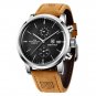 Black_2023  Men Quartz Wristwatches Chronograph Leather Sports Watch Men Luxury Brand Military 100M 