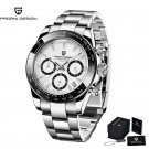 Silver White_Top Brand Luxury Sports Watch For Men Quartz Watches Mens 2023 Chronograph Stainless St