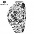 White_2023  Fashion Men's Watches Stainless Steel Top Brand Luxury Sports Chronograph Quartz Watch F