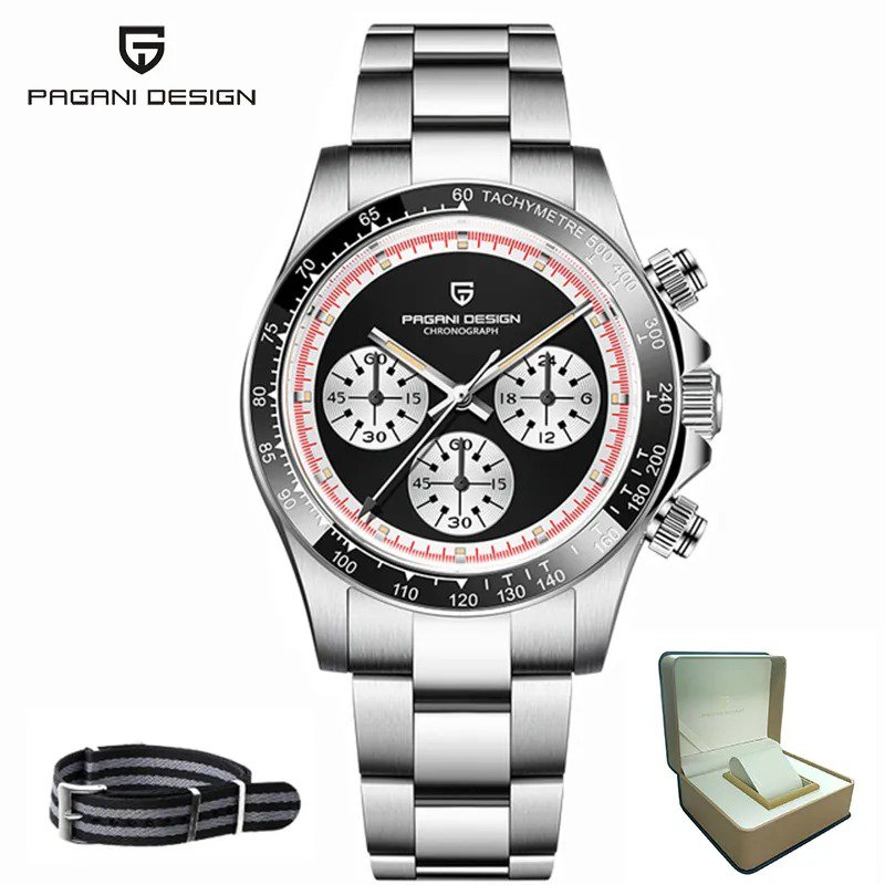 Black Box_2023    Panda Watch For Men Luxury Mens Quartz Watches Luminous Sapphire Mirror Chronograp
