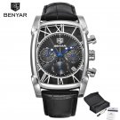 Black_Mens Watches Top Luxury Brand Chronograph Leather Quartz Watch Men Military Sport Luminous Wri