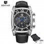 Black_Mens Watches Top Luxury Brand Chronograph Leather Quartz Watch Men Military Sport Luminous Wri