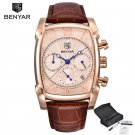 Gold_Mens Watches Top Luxury Brand Chronograph Leather Quartz Watch Men Military Sport Luminous Wris