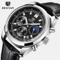 Blue_Men's Watches Top Brand Luxury Business Chronograph Quartz Watch Men Luminous Leather Waterproo