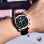 Blue_Men's Watches Top Brand Luxury Business Chronograph Quartz Watch Men Luminous Leather Waterproo
