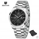 Silver Black_2023  Mens Watches Top Brand Luxury Quartz Sports Watch Men Chronograph Stainless Steel