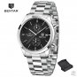 Silver Black_2023  Mens Watches Top Brand Luxury Quartz Sports Watch Men Chronograph Stainless Steel
