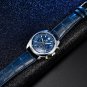White_Mens Watches Quartz Chronograph Casual Fashion Sport Moon Phase Leather Waterproof Luxury Watc
