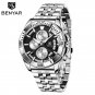 Black_Men's Watches 2023 Top Brand Luxury Stainless Steel Quartz Watch For Men Multifunctional Chron