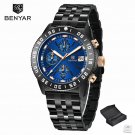 Gold Blue_Top Brand Luxury Mens Watches Multifunctional Chronograph Quartz Watch For Men Sports Mili