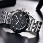 Silver Blue_Top Brand Luxury Mens Watches Multifunctional Chronograph Quartz Watch For Men Sports Mi