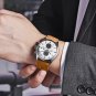 Silver Black_Men Quartz Wristwatches Luxury Brand Chronograph Leather Sports Watch For Men Military