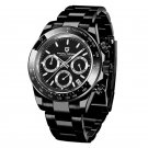 Black_Mens Watches Top Luxury Sports Quartz Watch For Men Stainless Steel 100M Waterproof Chronograp