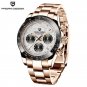 Gold Gray_Mens Watches Top Luxury Sports Quartz Watch For Men Stainless Steel 100M Waterproof Chrono