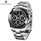 Silver Black_Mens Watches Top Luxury Sports Quartz Watch For Men Stainless Steel 100M Waterproof Chr