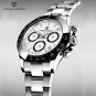 Silver Black_Mens Watches Top Luxury Sports Quartz Watch For Men Stainless Steel 100M Waterproof Chr