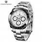 Silver White_Mens Watches Top Luxury Sports Quartz Watch For Men Stainless Steel 100M Waterproof Chr
