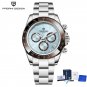 Sky Blue_Mens Watches Top Luxury Sports Quartz Watch For Men Stainless Steel 100M Waterproof Chronog