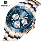 Gold Blue_2023  Mens Watches Top Brand Luxury Quartz Chronograph Wristwatches Sports VD53 Sapphire M
