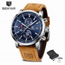 Blue_Men's Watches Blue Fashion Sport Watches For Men Chronograph Stainless Steel Waterproof Militar