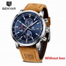 Blue No Box_Men's Watches Blue Fashion Sport Watches For Men Chronograph Stainless Steel Waterproof 