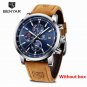 Blue No Box_Men's Watches Blue Fashion Sport Watches For Men Chronograph Stainless Steel Waterproof 