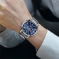 Silver Blue S_Men's Watches Blue Fashion Sport Watches For Men Chronograph Stainless Steel Waterproo