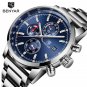 Silver Blue S_Men's Watches Blue Fashion Sport Watches For Men Chronograph Stainless Steel Waterproo