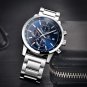 Silver Blue S_Men's Watches Blue Fashion Sport Watches For Men Chronograph Stainless Steel Waterproo
