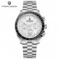 White_40MM Moon Mens Watches Luxury Quartz Automatic Watch For Men Chronograph 10Bar Waterproof Spor
