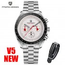 Black Red_Mens Watches Moon Top Luxury Chronograph Stainless Steel Waterproof Sports Quartz Watch Fo