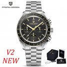 Gold_Mens Watches Moon Top Luxury Chronograph Stainless Steel Waterproof Sports Quartz Watch For Men