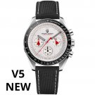N Black Red_Mens Watches Moon Top Luxury Chronograph Stainless Steel Waterproof Sports Quartz Watch 