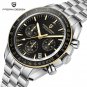 N Black Red_Mens Watches Moon Top Luxury Chronograph Stainless Steel Waterproof Sports Quartz Watch
