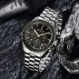 N Black Red_Mens Watches Moon Top Luxury Chronograph Stainless Steel Waterproof Sports Quartz Watch