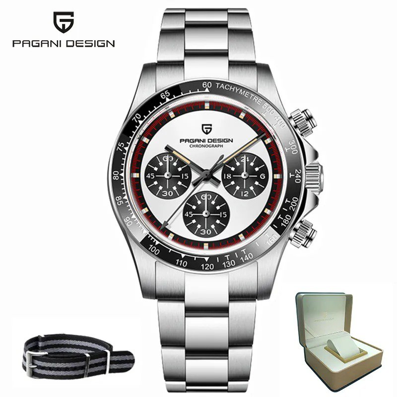 White Box_2023  Panda Watch For Men Quartz Wristwatches Luxury Sports Stainless Steel Sapphire Mirro