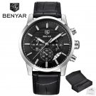 5104-Silver black_2023  Business Men's Watches Top Brand Luxury Chronograph Quartz Watch Male Waterp