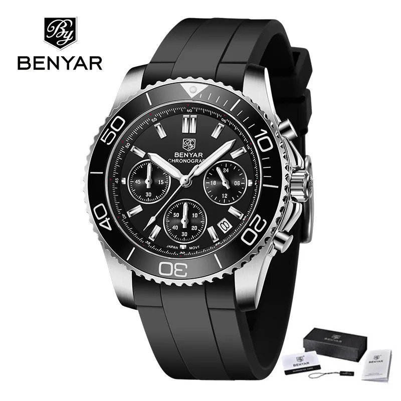 Black_2023  Mens Watches Quartz Chronograph VD53 Stainless Steel Military Sports Watch For Men Busin