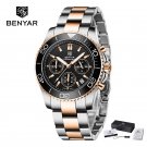 Gold Black_Men's Watches 2021 Quartz Chronograph Japan VD53 Movement Stainless Steel Sport Watch For