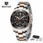 Gold Black_Men's Watches 2021 Quartz Chronograph Japan VD53 Movement Stainless Steel Sport Watch For