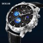 Black_DEXCAR Men's Watches 2023 Quartz Watch for Men Chronograph Sports Waterproof Moon Phase Starry