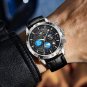 Black_DEXCAR Men's Watches 2023 Quartz Watch for Men Chronograph Sports Waterproof Moon Phase Starry
