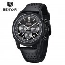 Black_Mens Watches Top Luxury Quartz Watch For Men Chronograph Sport Fashion Waterproof Military Lea