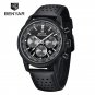 Black_Mens Watches Top Luxury Quartz Watch For Men Chronograph Sport Fashion Waterproof Military Lea