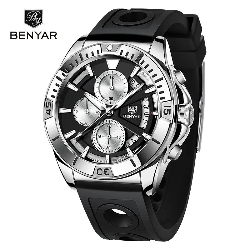 Black_2023 Men Watches Quartz Watch For Men Top Brand Luxury Chronograph Sports Military Waterproof 